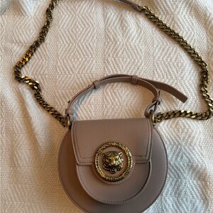 Just Cavalli Taupe Lion Medallion Crossbody Bag